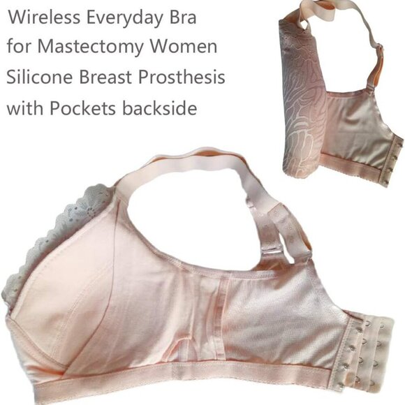 Women Everyday Bra Cotton Mastectomy Silicone Breast Insert Pocketed Lace - Picture 4 of 5